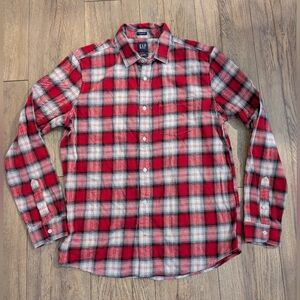 GAP Men's Red & White Plaid Shirt NWT